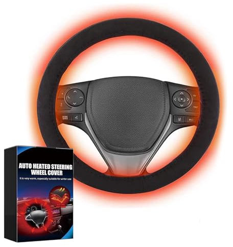 Dopsyesn Lenkradwärmer, Beheizbare Lenkradabdeckung, Rutschfester Radschutz, Universell für Auto, LKW, SUV, Mehrfarbig, 38 cm