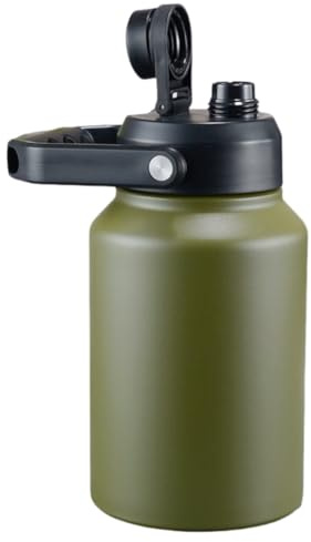 Gteller 64oz 128oz Wide Mouth Insulated Vacuum Water Bottle Jug with Handle, Gallon Stainless Steel Ice Bucket Travel Mug Large Sports Canteen (Olive Green, 64oz)