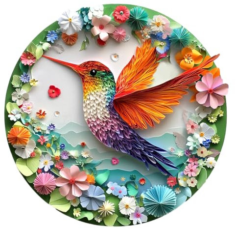 Individz Holzpuzzle für Erwachsene, Einzigartige Tierförmige Papierschnitt-Kolibri Wooden Puzzle, Geburtstagsgeschenk Familie Freunde (L-34 * 34cm-280 Stück)