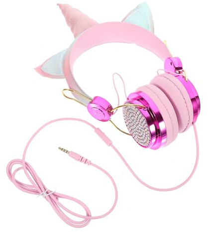 HOMSFOU Kinderkopfhörer Mit Mikrofon Für Over-Ear Headset Für Mädchen Mit Lautstärkebegrenzung Tragbar Roségold Für Tablets Und Computer