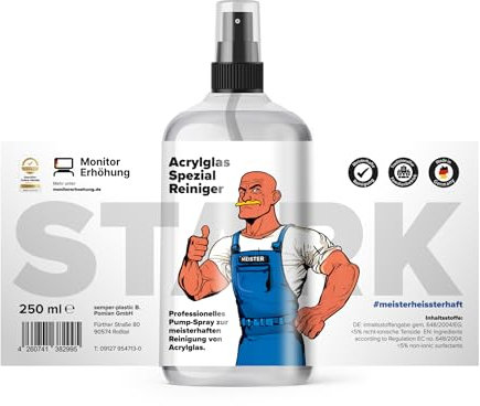 Acrylglas Spezialreiniger Spray - Acrylglas Reiniger für alle Acrylglas Oberflächen - Premium Plexiglas Reiniger ohne Kratzer - Kunststofffenster Reiniger (250ml)
