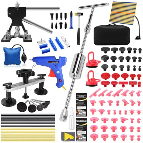 PDR TOOLS Kit di riparazione ammaccature per auto, martello scorrevole in alluminio, piastra riflettente PDR, strumento PDR per carrozzeria, danni da grandine e rimozione delle ammaccature
