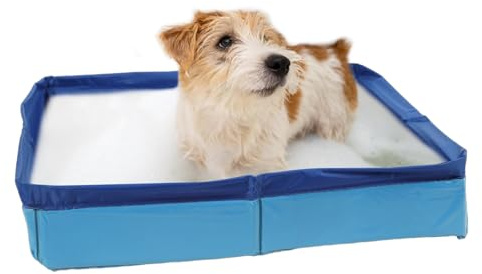 PVC Foldable Pet Swimming Pool, 50×50cm Summer Cooling Cat & Dog Pool, Non-Inflatable Dog Paddling Pool, Bath Tub for Small-Bodied Pet for Backyard Fun Bath Use