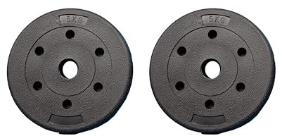 Vinyl Weight Plates fit all standard 1 inch diameter bars Fitness Dumbbell Weights Set Bodybuilding Weight Lifting Home Gym Equipment (5kgs x 2 =10kgs)