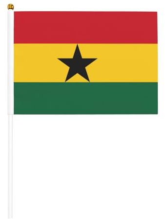 Flagge von Ghana, doppelseitige Handflagge, 14 x 20,8 cm, Party, Sportveranstaltung, Jubelrequisiten