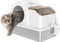 PawHut Arenero para Gatos Cubierto Extragrande Caja de Arena Cerrado con Bandeja de Acero Inoxidable Tapa Extraíble Bordes Altos Tapetes Pala sin Olor Fácil de Limpiar para Gatos Grandes Blanco