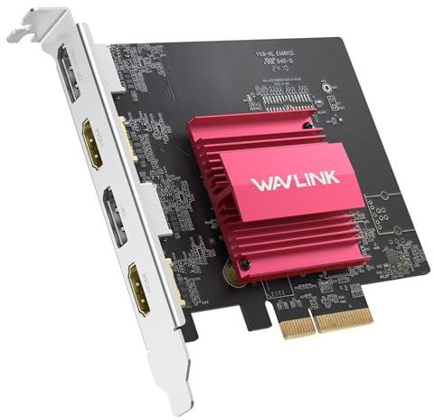 WAVLINK Scheda monitor PCIE 4 8K/4K - 2DP+2HDMI per Windows 11/10 e Ubuntu | Adattatore da PCIE a HDMI e DP, supporta l'uscita di 4 monitor, Display-Link DL7400 (non-gaming GPU)