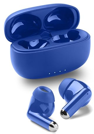 Music Sound DRIFT auricolari Bluetooth wireless in-ear con custodia compatta colorata, auto pairing, comandi touch, fino a 22 ore di riproduzione, ideali per musica e chiamate, blu