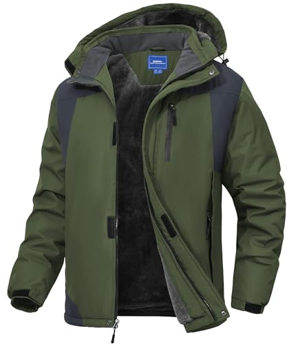 Zoofly Veste Homme Hiver Coupe-Vent Manteau Ski Homme Poches Zippées Veste Imperméable Chaud Doublure Polaire Veste De Montagne avec Capuche Amovible