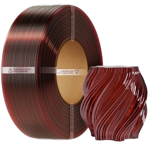 Creality CR Refill PETG 3D Printer Filament 1.75mm, Glossy Translucent Finish, +/-0.02mm Accuracy, Fits Most 3D Printer (Transport Red)