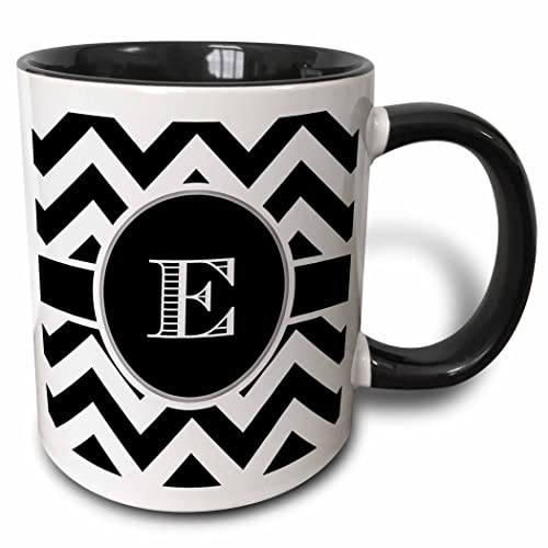 Teetasse Monogramm-Anfangsbuchstaben Mit Schwarzen Und Weißen Chevron-Mustern Langlebige Becher Keramik Minimalistisch Becher Aus Porzellan Für Büro Mokka Cappuccino