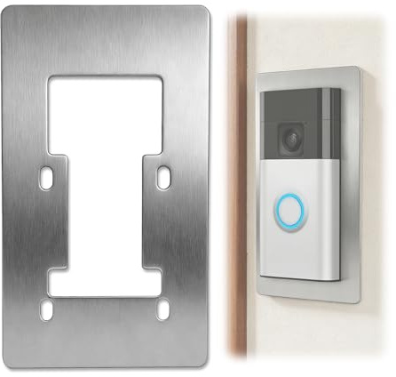 Faceplate Stainless Steel for Ring Video Doorbell - Holder for Video Bell with Camera, Suitable for Ring Video Doorbell Battery 1-4, 2nd GEN, 3 Plus, Battery Plus, Battery Pro, Wall Plate for Bell