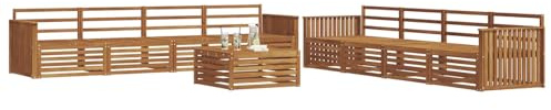 vidaXL Outdoor-Sofagarnitur 9 pcs Natur Massivholz Akazie, Moderne Lounge für draußen, Bequeme Gartenmöbel, Akazienholz-Sofa, wetterfeste Terrassen-Sitzgruppe
