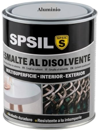 SPSIL Esmalte Sintético al Disolvente Antioxidante Aluminio 750ml, Directo sobre Óxido sin Imprimación - Secado Rápido para Madera y Metal - Interior y Exterior - Alto Rendimiento 8m²/L