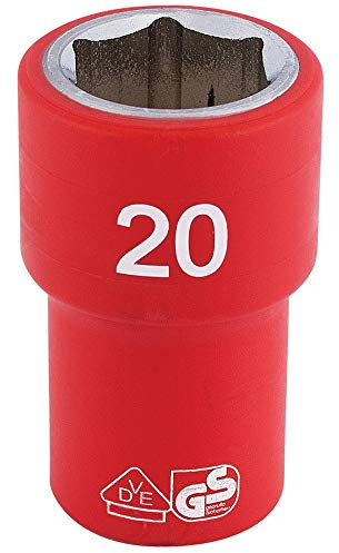 Draper 31882 1/2-Inch Square Drive Fully Insulated VDE Socket, 20 mm Size