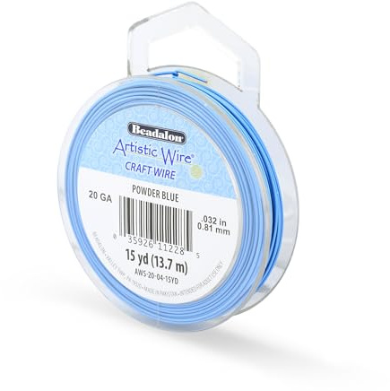 Artistic Wire 20 Gauge / .81 mm Anlaufbeständiger, Farbiger Kupfer-Basteldraht, Powder Blue, 15 yd