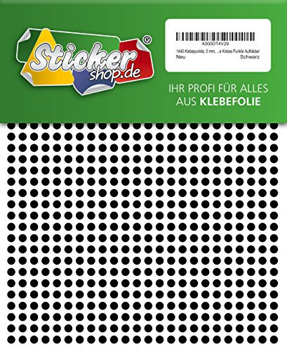 1440 Klebepunkte, 5 mm, schwarz, aus PVC Folie, wetterfest, Markierungspunkte Kreise Punkte Aufkleber