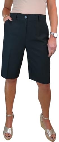 icecoolfashion Ladies Smart Knee Length Bermuda Shorts - Women's Tailored Summer Shorts Black 8-22 (8)