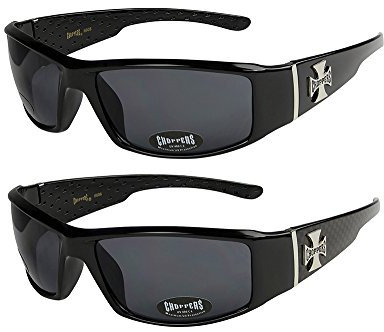 X-CRUZE 2er Pack Choppers 6608 X0 Sonnenbrillen Motorradbrille Sportbrille Radbrille in den Farben schwarz, anthrazit, silber und weiß, 1x Modell 01 und 1x Modell 02, Einheitsgröße