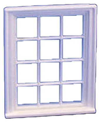 Melody Jane Dolls House Miniature White Plastic Victorian Window Frame 12 Pane 1:24 Scale