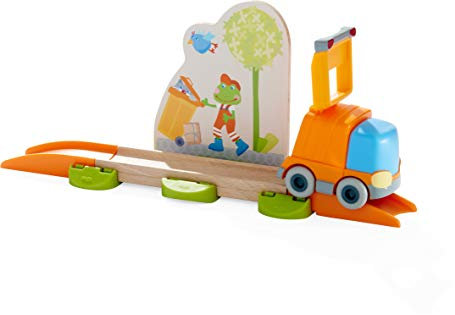 HABA 303833 - Kullerbü – Themenset Müllabfuhr , Motorikspielzeug von 2-8 Jahren , Tolles Zubehör für alle Kullerbü-Bahnen