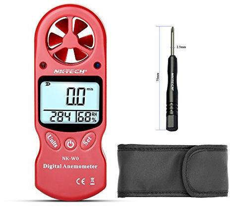 Nktech Digital anémomètre Nk-w0 3 en 1 Mini Portable LCD Vitesse du vent Température Humidité Mètre avec Multipurpose hygromètre Thermomètre testeur pour planche à voile Kite Flying