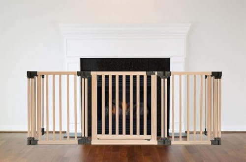 Safetots Naturholz MehrPanel Kaminschutzgitter, 88cm Tief x 200cm Breit, Naturholz, 76cm Hoch, Baby und KleinkindFeuerschutz, Sicherheitsbarriere für Kamine, Einfache Installation