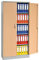Aktenschrank Stahlschrank Büroschrank mit Dekor-Flügeltüren in Holzoptik, 195x92x42, Silber/Buche