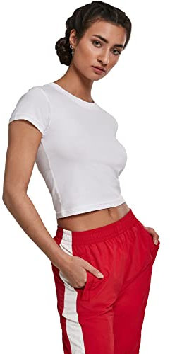 Urban Classics Damen Ladies Stretch Jersey Cropped Tee T-Shirt,, per pack Weiß (white 00220), Medium (Herstellergröße: M)