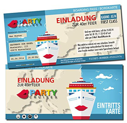 Einladung Einladungskarte Geburtstag (20 Stück) Kreuzfahrt individuell
