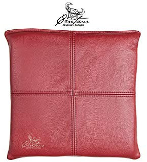 Centaur - Hochwertiges Leder Sitzkissen - Weinrot 40x40 cm - Ideal für Stuhl oder Sitzbank - Abwaschbare Echtleder Stuhlkissen - Pflegeleichte Sitzauflage