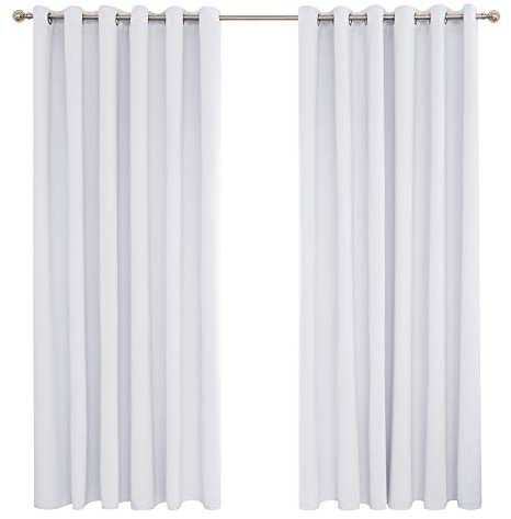 Deconovo Vorhang Blickdicht Verdunkelungsvorhang Gardine Wohnzimmer Thermogardine Kälteschutz Ösen, 274x229 cm(HöhexBreite), Silber Grau, 2er Set