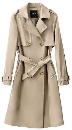 Orolay Femme Mi-Long Trench-Coat à Double Boutonnage avec Ceinture Printemps Automne Manteau Le Kaki L