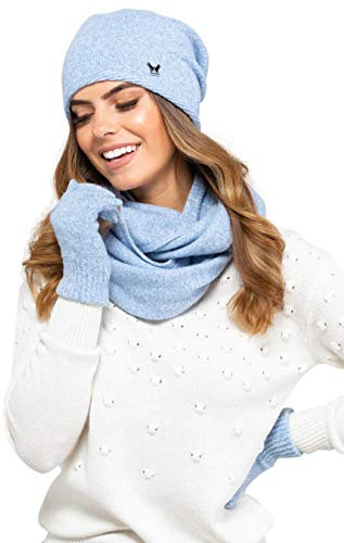 Kamea Winterset für Damen Anna 2-Teilig bestehend aus Loop-Schal und Wintermütze, Beanie, Damenschal als Winter-Schal, verschiedene Farbauswahl