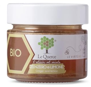 Le Querce Miele Biologico con Zenzero e Limone 200g – 100% Naturale, Senza Additivi – Ideale per Tisane e Bevande Calde