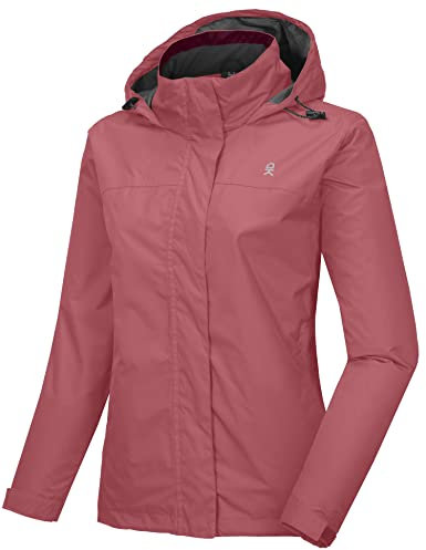 Little Donkey Andy Damen wasserdichte Regenjacke Leichte atmungsaktivem Regenjacke für Outdoor-Windbreaker zum Wandern, Reisen Wassermelonenrot XL