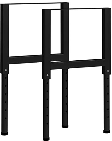 vidaXL 2X Cadres d'Etabli Réglables Cadres de Banc de Travail Cadres de Table de Travail Supports de Table Métal 55x(69-95,5) cm Noir