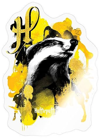 Spreadshirt Harry Potter Haus Hufflepuff Dachs Sticker, max. 10 x 10 cm, 10 x 10 cm, Transparent glänzend