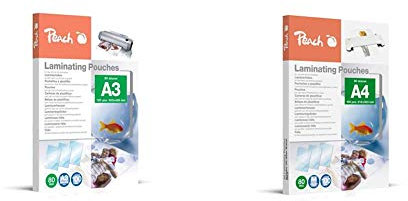 Peach PP580-01 Laminierfolien A3, 80 mic, 100 Stück & PP580-02 Laminierfolien, DIN A4, 80 mikron, 100 Stück
