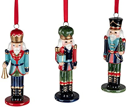 3er Set Dekohänger Nussknacker | 11 cm | Hänger Dekofigur | Baumschmuck Aufhänger