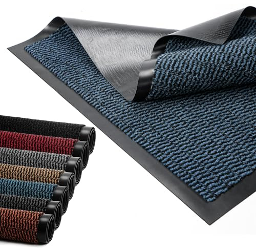 BLADO Door Mat Barrier Mat Non Slip Rubber Mats Washable Light Weight Heavy Duty | Floor Mats Kitchen Rugs Dirt Trapper Doormat Entrance Rug Shoes Scraper Super Absorbent Carpet (120cm x 180cm, Blue)
