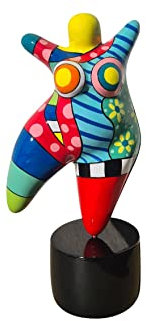 Laure TERRIER Statue Einer Tänzerin im Niki de Saint Phalle Nanas-Stil, Höhe 26 Zentimeter mit Sockel, aus mehrfarbigem Harz, handbemalt