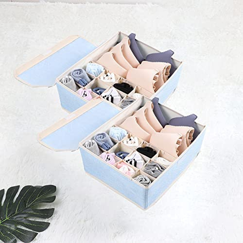 MXXHFC Kleiderschrank Organizer für Schubladen mit Abdeckung Waschbar faltbar Kleiderschublade Mesh-Trennbox Unterwäsche Aufbewahrungsbox für Schlafsaal Garderobe Shop Socken und U (Größe: 13 Zelle