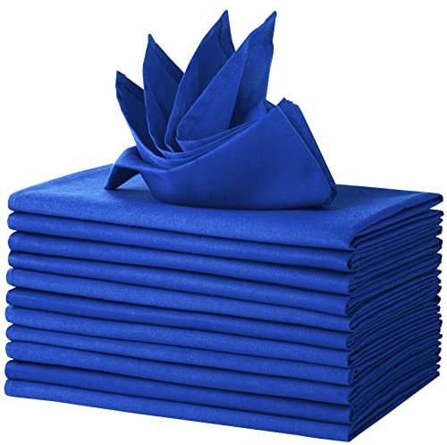 LEEWEITAS Lot de 12 Serviettes de Table en Tissu, 100% Coton 46x46cm Lavables et réutilisables, Serviettes de Table en Tissu Doux pour Les fêtes, Les Mariages (46x46cm, Bleu)