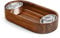 Nambe Oblong Nest Chip and Dip Serving Bowl, Wooden Appetizer Platter Set with Oven Safe Metal Dip Cup for Salsa, Guacamole, Nacho, Vegetables; 13” L x 6.5” W