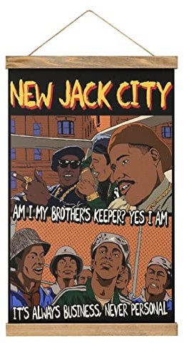 New Jack City Movie Scroll Poster Stoff Bild Kunst Holz DIY Rahmen Hängender Druck Aufhänger für Raumdekoration Öl Leinwand Kit Geschenk