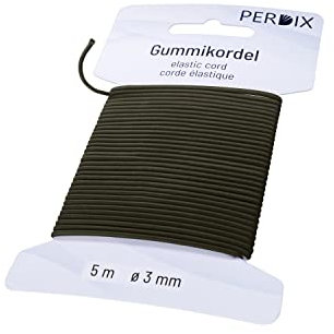 perdix Gummiband, elastische Kordel 3 mm, 5 m Olive, Gummiband für Armbänder, Zelt, Rucksack, Garten, Hutgummi, Gummischnur