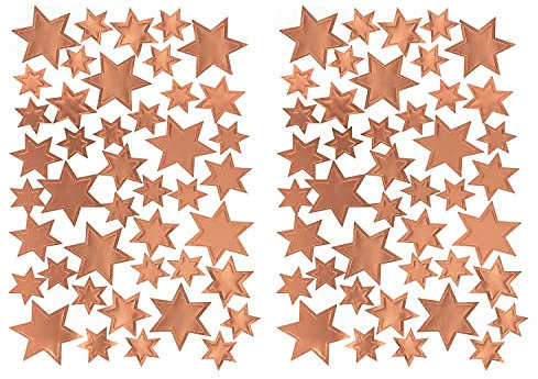 Oblique Unique 86 Sterne Sticker Roségold – Glänzende Stern Aufkleber für Weihnachten, Basteln, Geschenkverpackung, Karten und Deko – Selbstklebend, 3 Größen