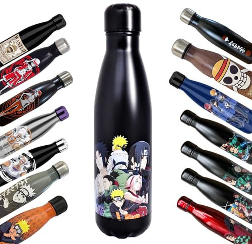 Homadict - Bouteille Isotherme Naruto - Gourde en acier inoxidable - Team Konoha - Maintien Chaud et Froid 12h - Sport, Voyage, Quotidien - 500ml - BPA Free - Licence Officielle