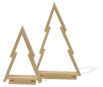 Floranica Tannenbaum 2er-Set aus Kiefernholz Holztannenbäume Unbehandelt Standschmuck Weihnachtsbaum Alternative Weihnachtsdeko Holzweihnachtsbaum Christbaum Weihnachtsdekoration